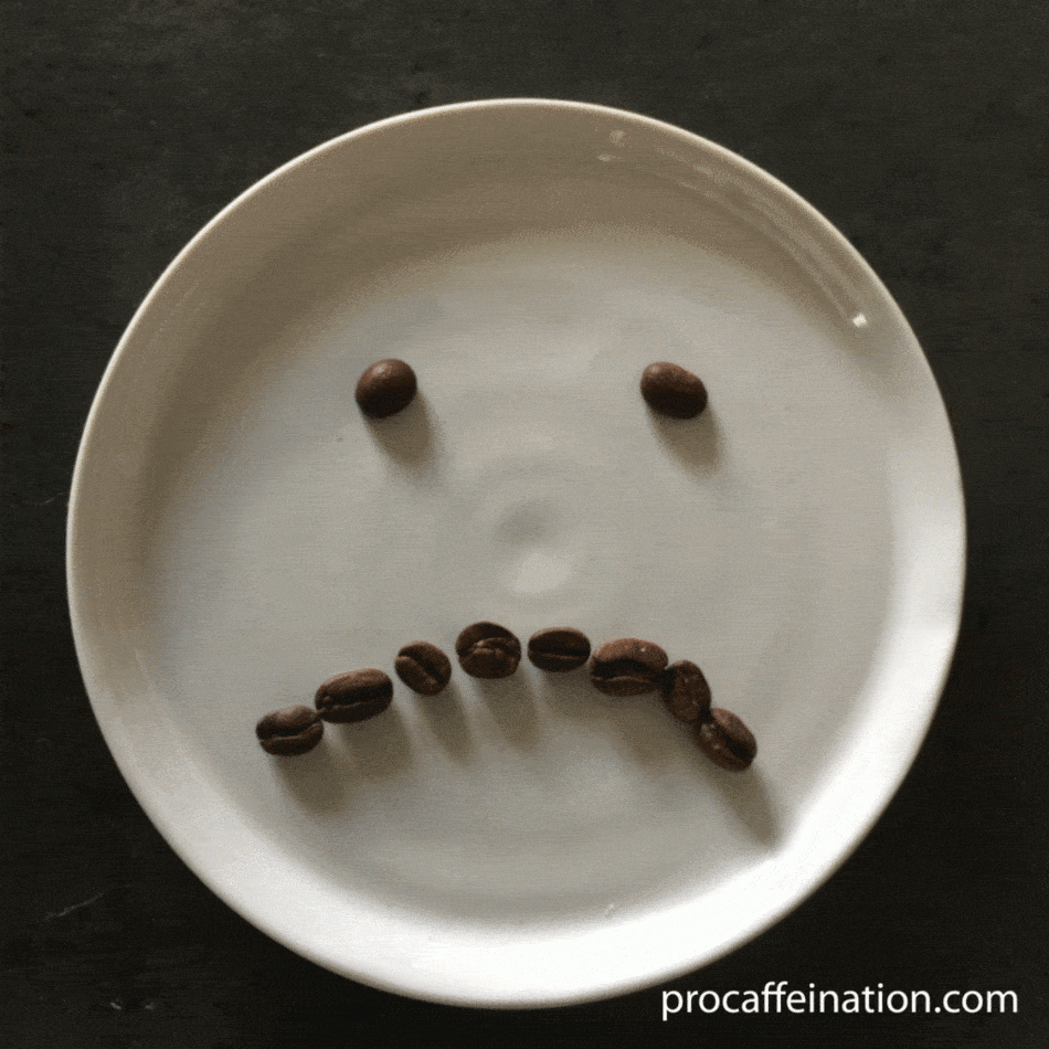 sad face made of coffee beans